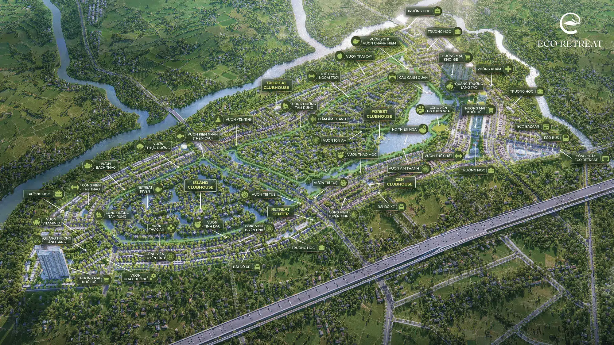 Mặt bằng tiện ích khu đô thị Eco Retreat