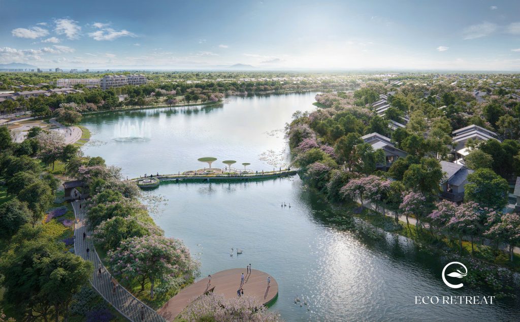 Cảnh quan Eco Retreat có logo
